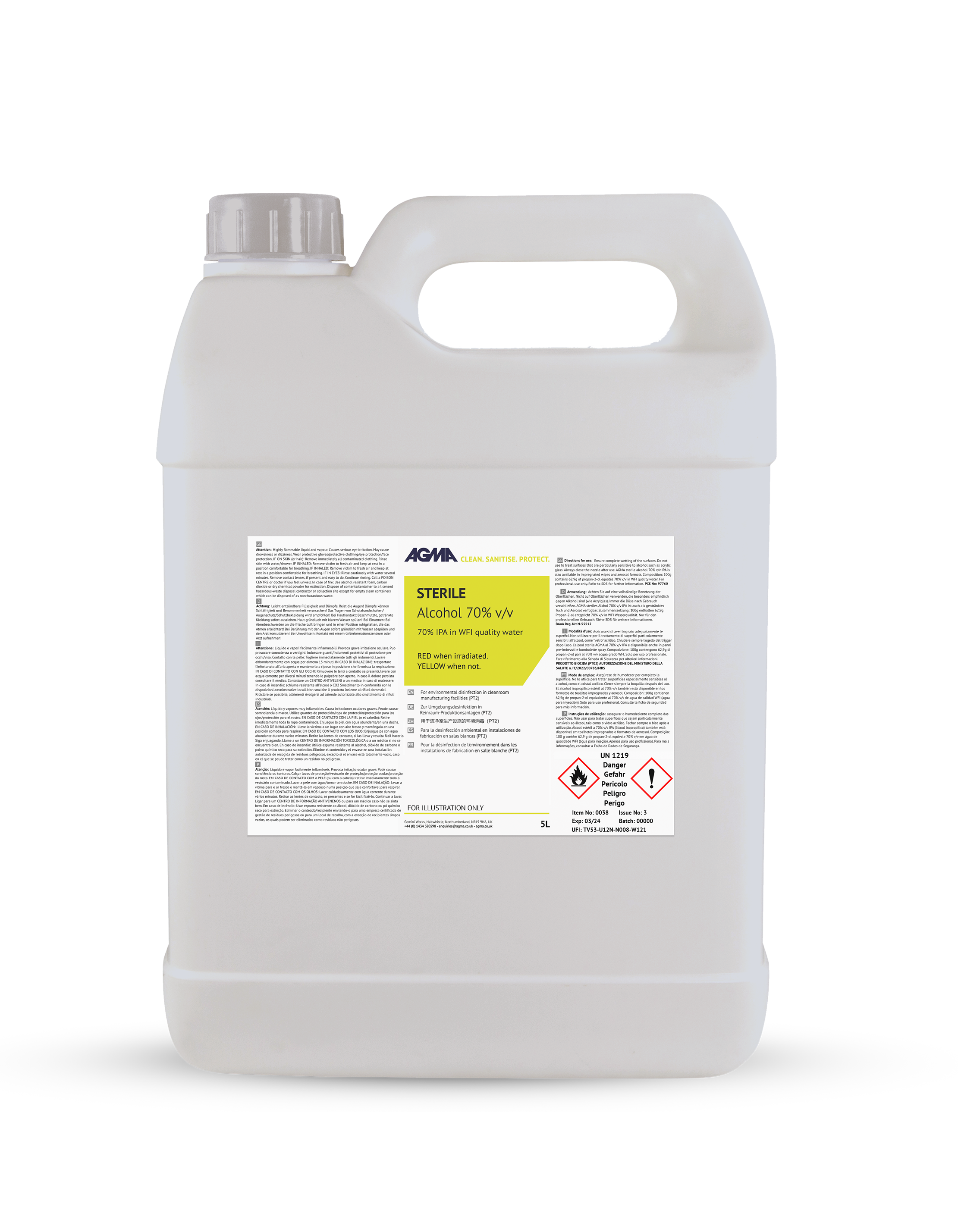 Cover Image | AGMA IPA Sterile 70% in WFI 2 x 5L - 0038