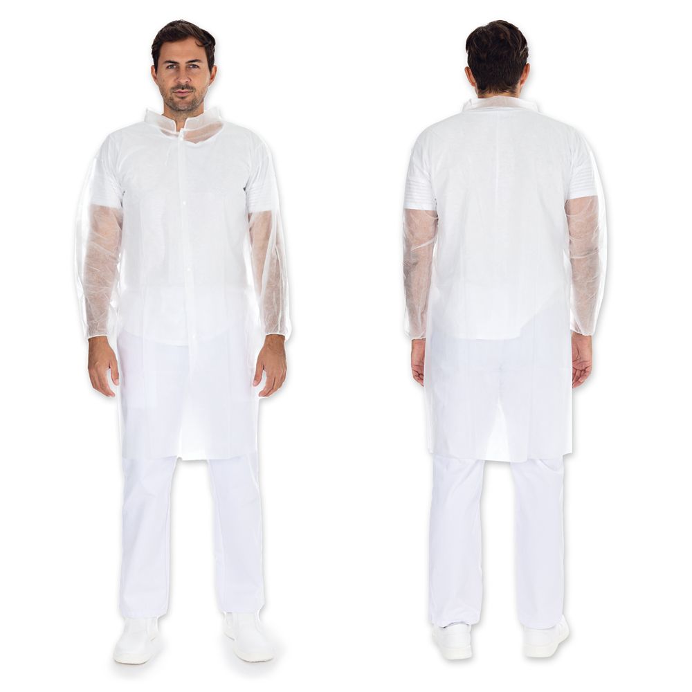 Besucherkittel Light mit Druckknöpfen | PP | Front View | Gallery Image