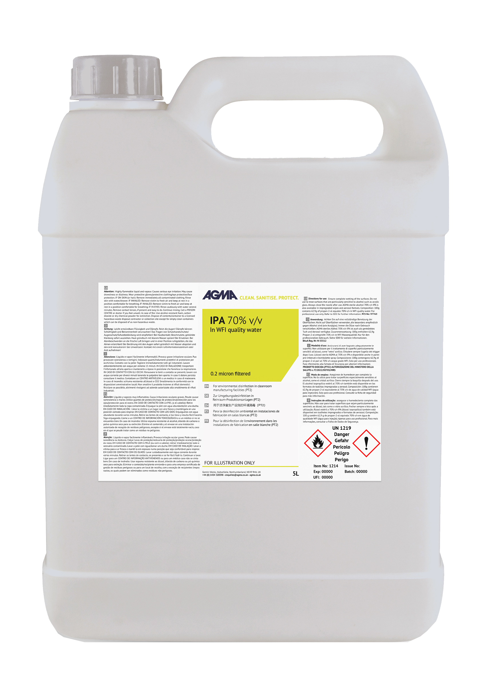 Cover Image | AGMA IPA 70% in WFI 5L Bottle - 1214