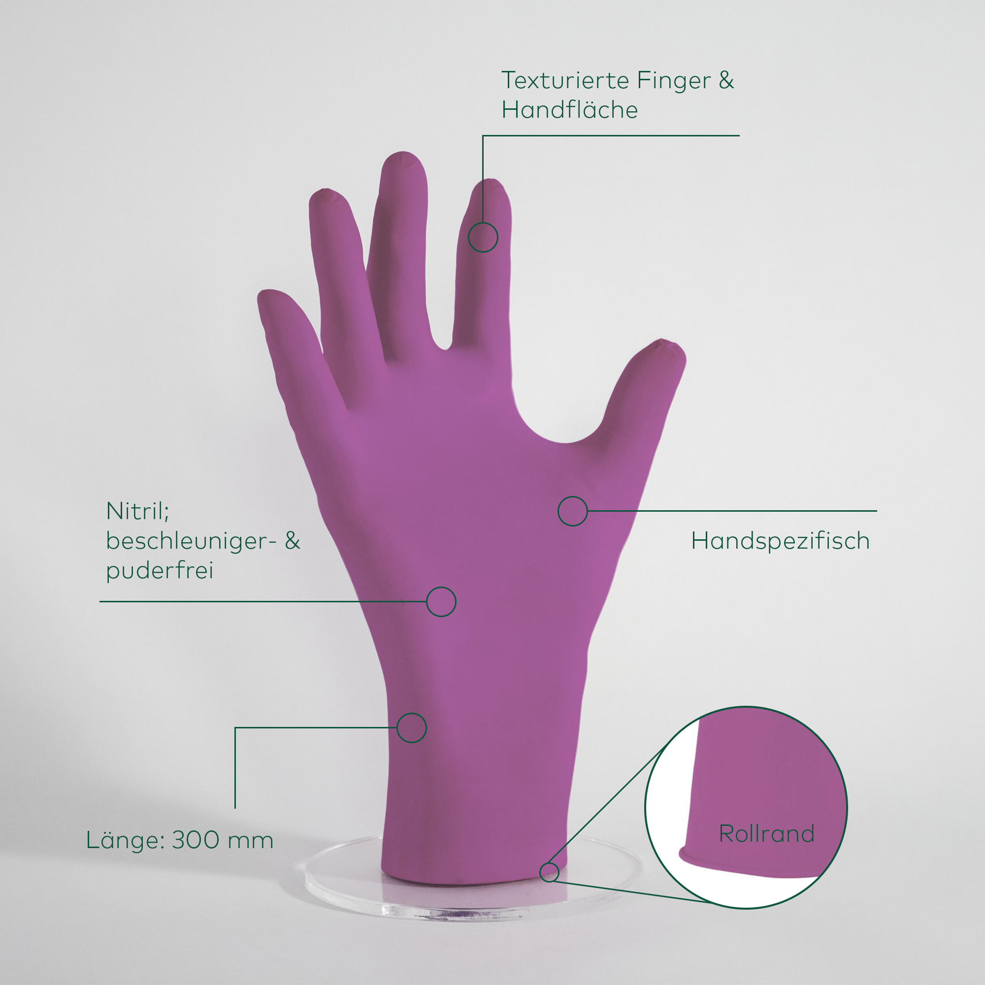 Nitril Reinraum - Handschuh SimTec | NG030 | Purple Red - Rear View